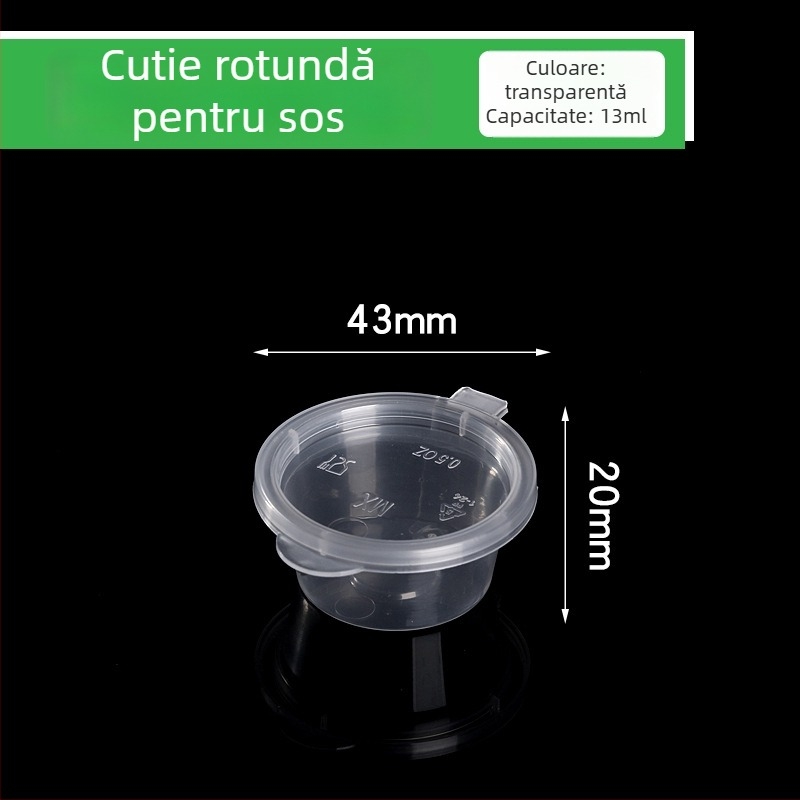 Cupă de sos de unică folosință pentru take-out cu capac, din plastic, compatibilă cu microunde, imprimare logo disponibilă, personalizare disponibilă