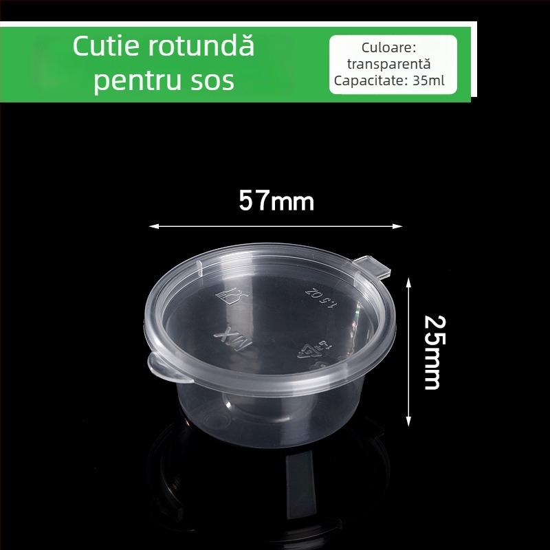 Cupă de sos de unică folosință pentru take-out cu capac, din plastic, compatibilă cu microunde, imprimare logo disponibilă, personalizare disponibilă