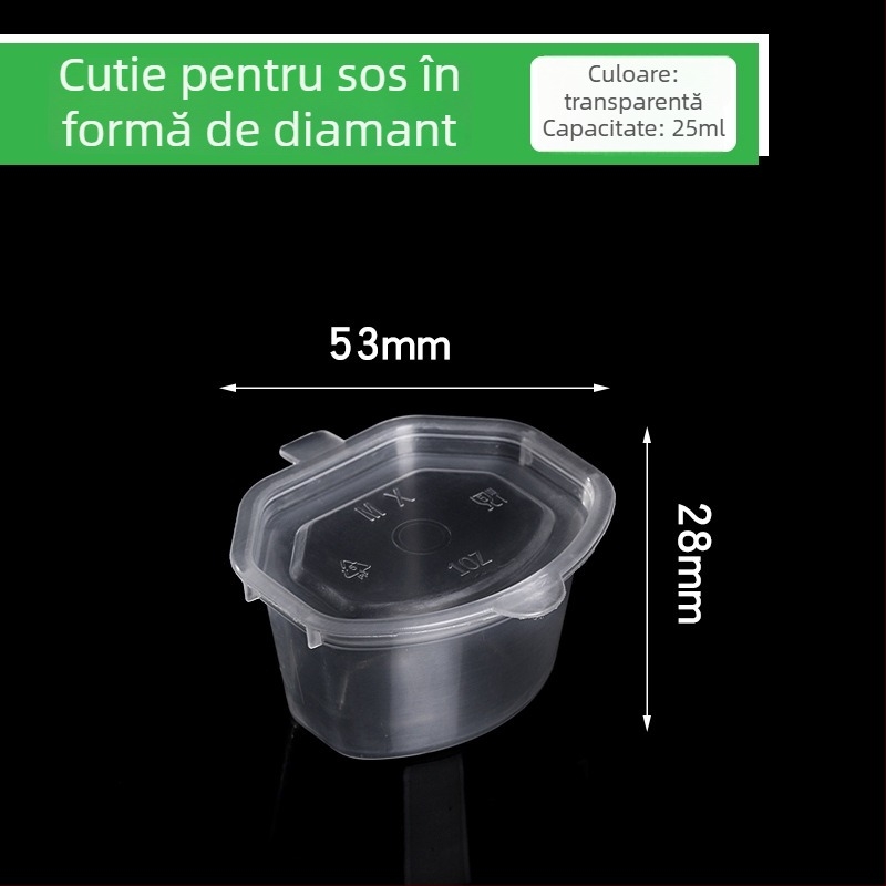 Cupă de sos de unică folosință pentru take-out cu capac, din plastic, compatibilă cu microunde, imprimare logo disponibilă, personalizare disponibilă