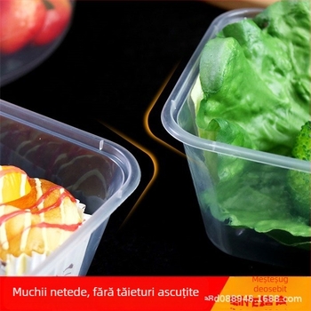 Cutie de take-out fără capac, întărită, dreptunghiulară din plastic, PP-5, pachet de 50 buc, compatibilă cu cuptorul cu microunde