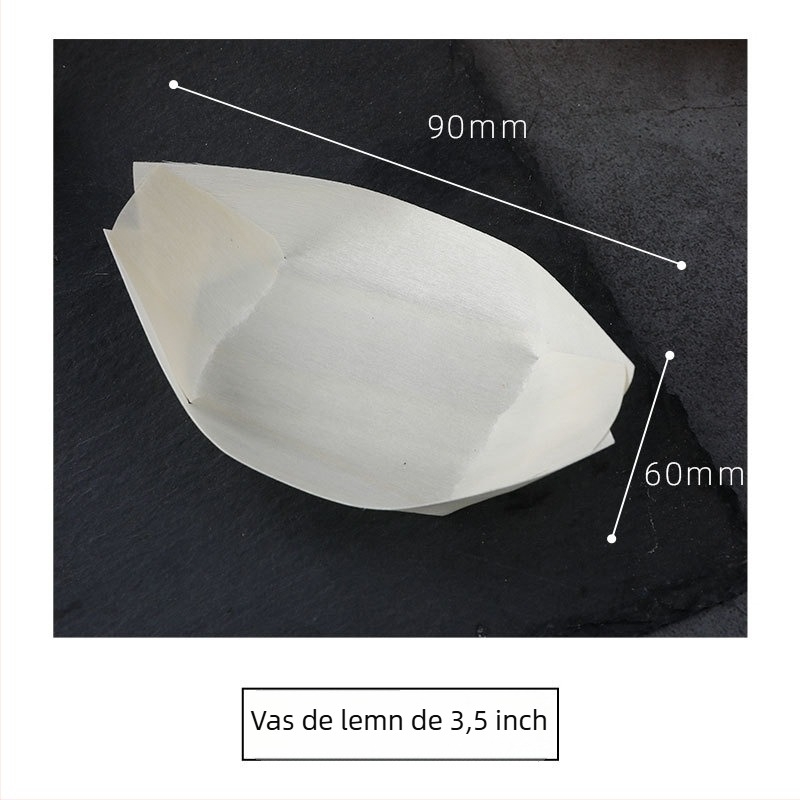 Cutie de gustări din lemn, în formă de barcă, personalizabilă, grosime 36 mm, capacitate 10