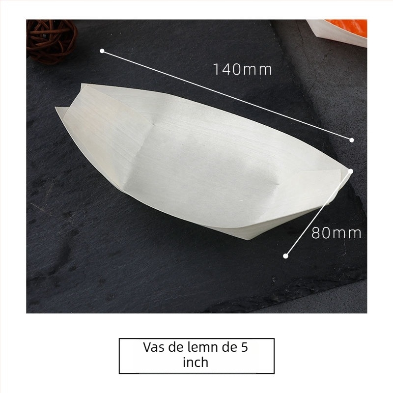 Cutie de gustări din lemn, în formă de barcă, personalizabilă, grosime 36 mm, capacitate 10