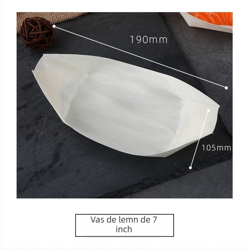 Cutie de gustări din lemn, în formă de barcă, personalizabilă, grosime 36 mm, capacitate 10