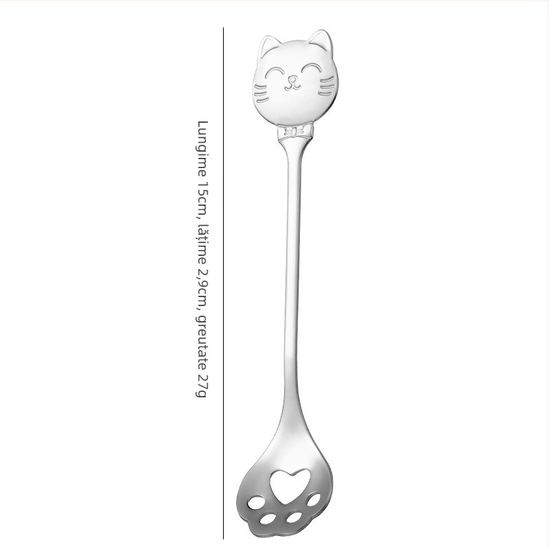 Lingură pentru cafea din oțel inoxidabil, model cat paw spoon, desen animat, stil drăguț