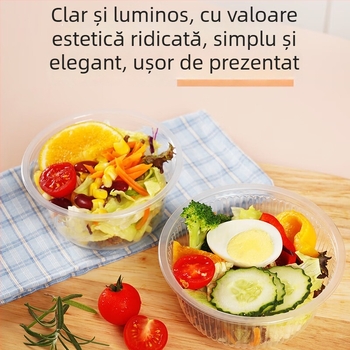 Miaojie bol plastic de unică folosință, rotund – fără capac, 420 ml/480 ml