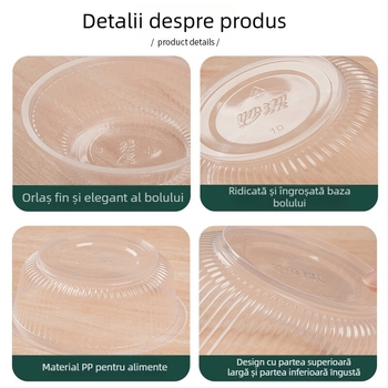 Miaojie bol plastic de unică folosință, rotund – fără capac, 420 ml/480 ml