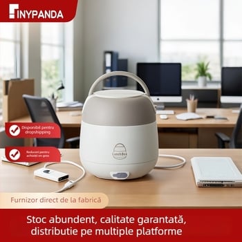 Cutie electrică pentru prânz cu încălzire fără apă, recipient interior din oțel inoxidabil 304, 20W, 220V, USB sau alimentare de mașină, păstrează caldă când este conectată