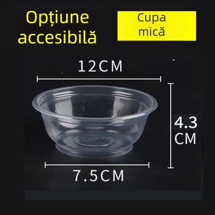 Vas de unică folosință din plastic – rotund, transparent, capacitate 360–1000 ml
