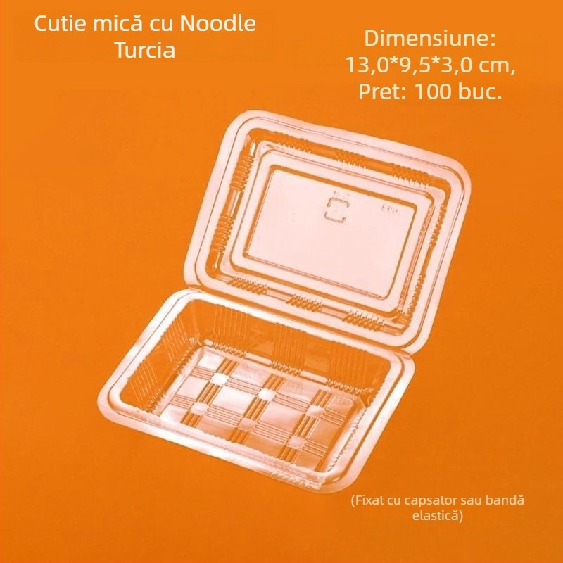 Cutie de ambalare din plastic, de unică folosință, cu capac, transparentă, potrivită pentru fructe și preparate reci