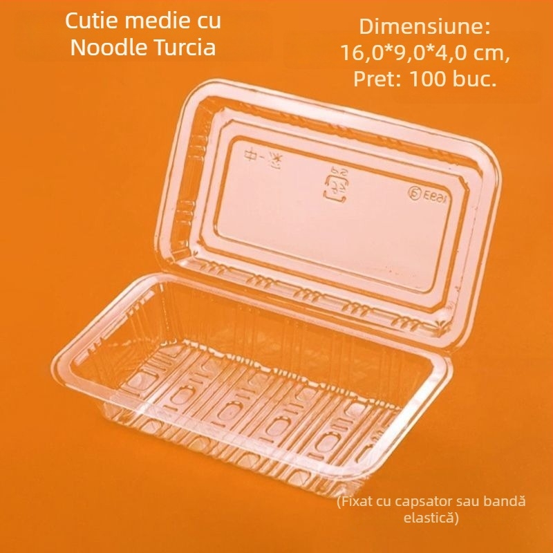 Cutie de ambalare din plastic, de unică folosință, cu capac, transparentă, potrivită pentru fructe și preparate reci