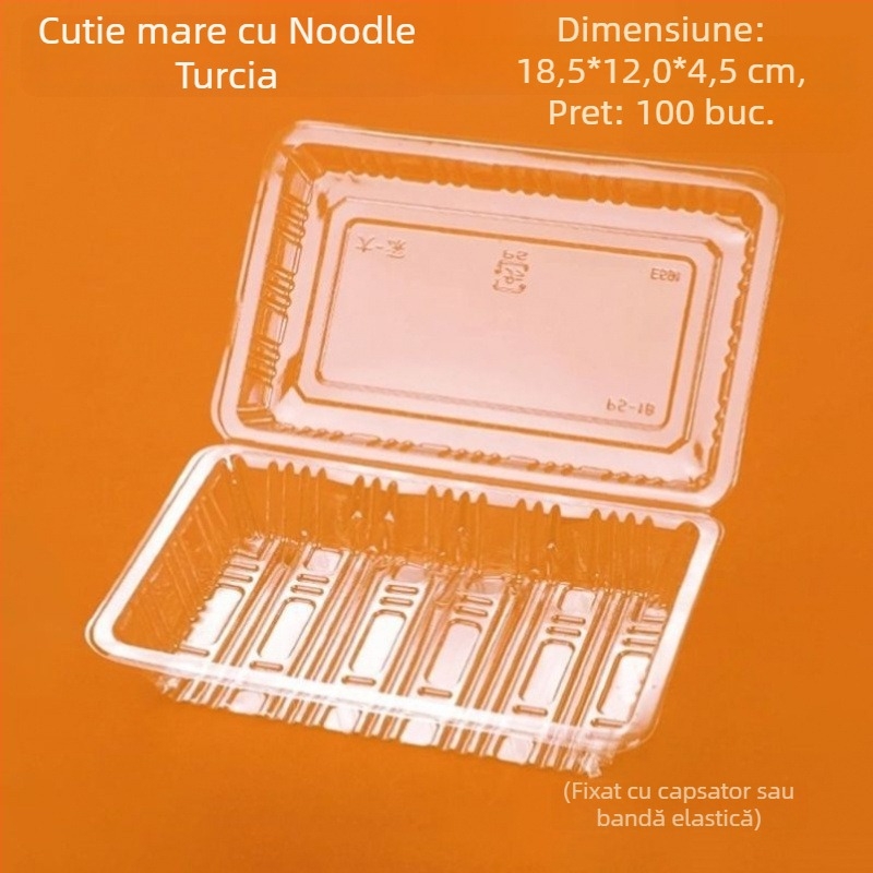 Cutie de ambalare din plastic, de unică folosință, cu capac, transparentă, potrivită pentru fructe și preparate reci