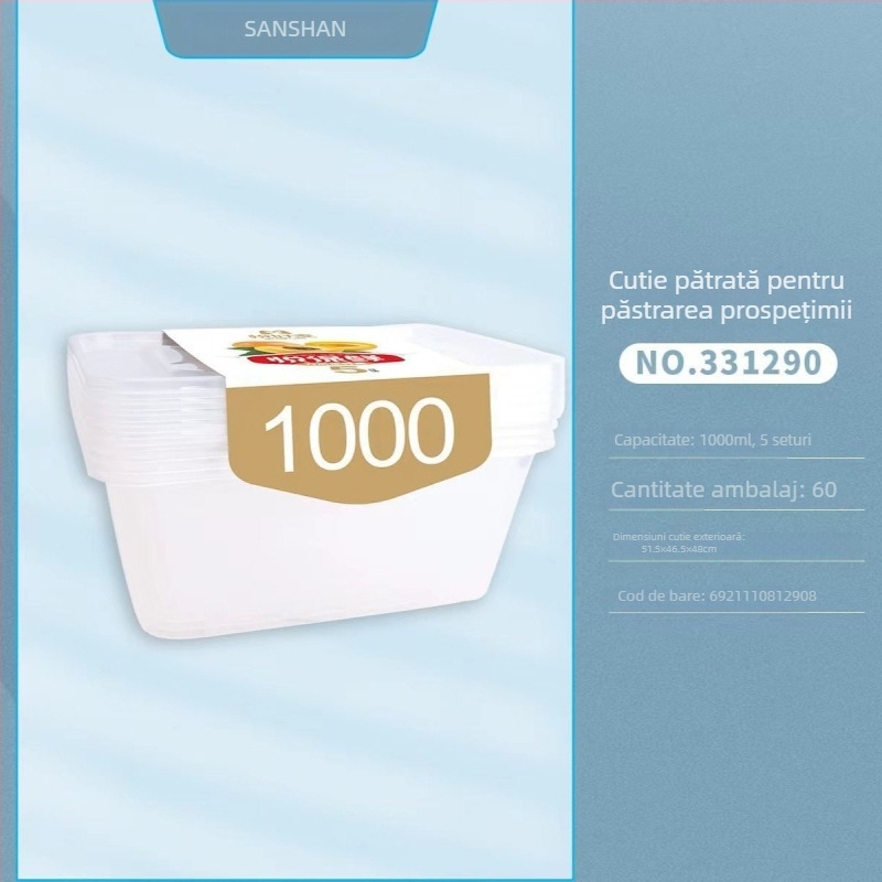 Cutii din plastic de unică folosință, dreptunghiulare, cu capac, pentru depozitarea alimentelor, la pachet, calitate alimentară, en gros
