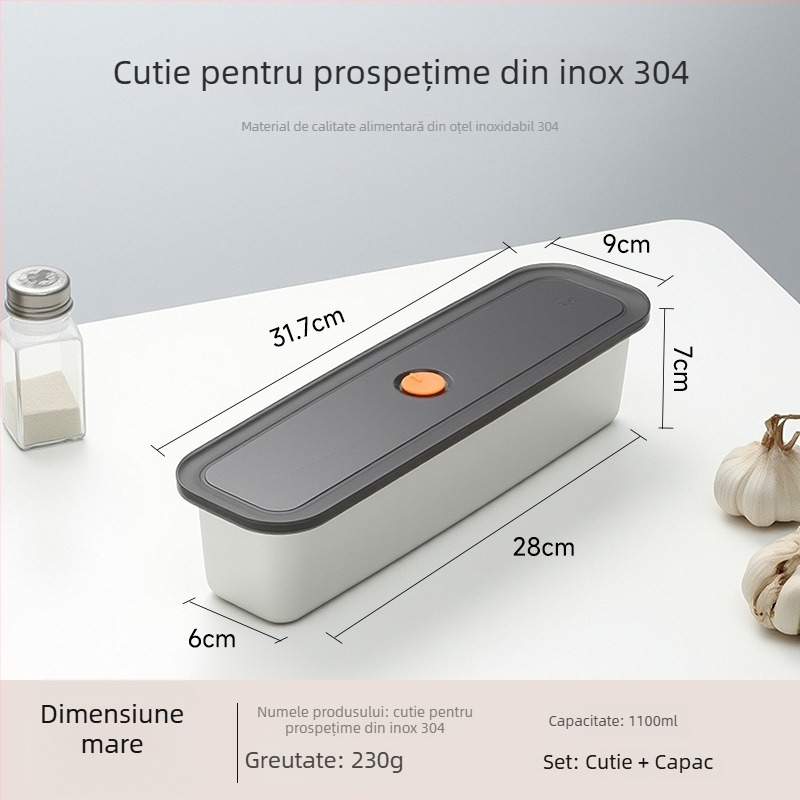 Cutie de păstrare din oțel inoxidabil 304, dreptunghiulară, 1–2 L, compatibilă cu microunde, etanșă pentru prevenirea mirosurilor