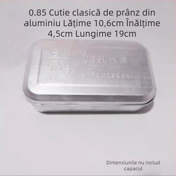 Cutie de prânz din aluminiu, stil vintage, formă pătrată, capacitate 1–2 L, necompatibilă cu microundele