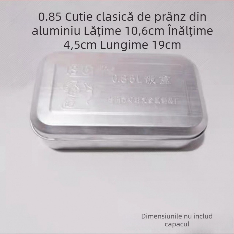 Cutie de prânz din aluminiu, stil vintage, formă pătrată, capacitate 1–2 L, necompatibilă cu microundele