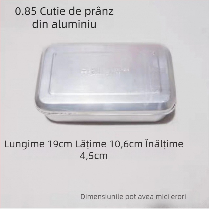 Cutie de prânz din aluminiu, stil vintage, formă pătrată, capacitate 1–2 L, necompatibilă cu microundele