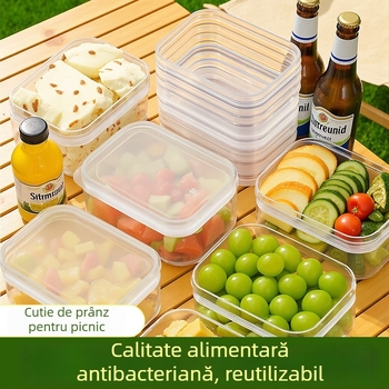 Cutie pentru prânz cu fructe, din plastic, dreptunghiulară, capacitate 3.1–4 L, compatibilă cu cuptorul cu microunde, păstrează alimentele proaspete