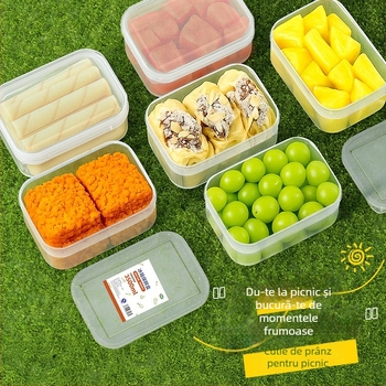 Cutie pentru prânz cu fructe, din plastic, dreptunghiulară, capacitate 3.1–4 L, compatibilă cu cuptorul cu microunde, păstrează alimentele proaspete