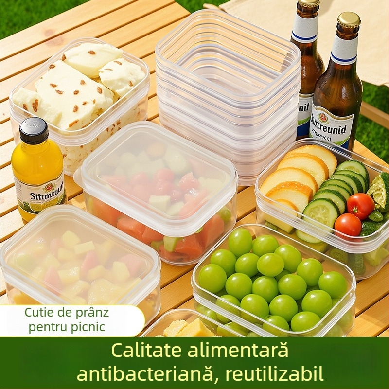 Cutie pentru prânz cu fructe, din plastic, dreptunghiulară, capacitate 3.1–4 L, compatibilă cu cuptorul cu microunde, păstrează alimentele proaspete