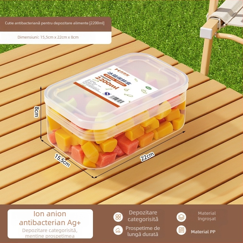 Cutie pentru prânz cu fructe, din plastic, dreptunghiulară, capacitate 3.1–4 L, compatibilă cu cuptorul cu microunde, păstrează alimentele proaspete