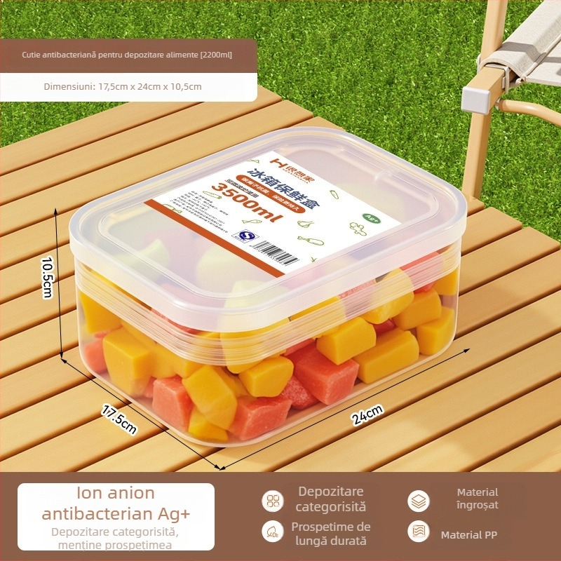 Cutie pentru prânz cu fructe, din plastic, dreptunghiulară, capacitate 3.1–4 L, compatibilă cu cuptorul cu microunde, păstrează alimentele proaspete