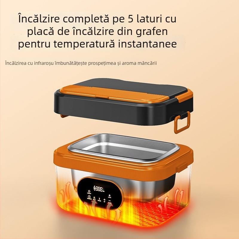 Elebest HC01 Cutie electrică pentru prânz, 1,3–1,5 L, alimentare USB 60W, interior din oțel inoxidabil, autoîncălzire cu liner detașabil