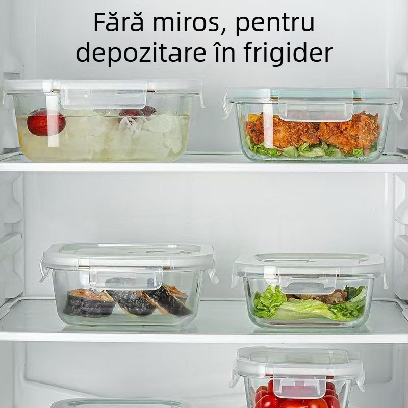 Jiayi cutie de prânz din sticlă borosilicat de înaltă rezistență, compatibilă cu microunde, formă pătrată, capacitate 800–1000 ml