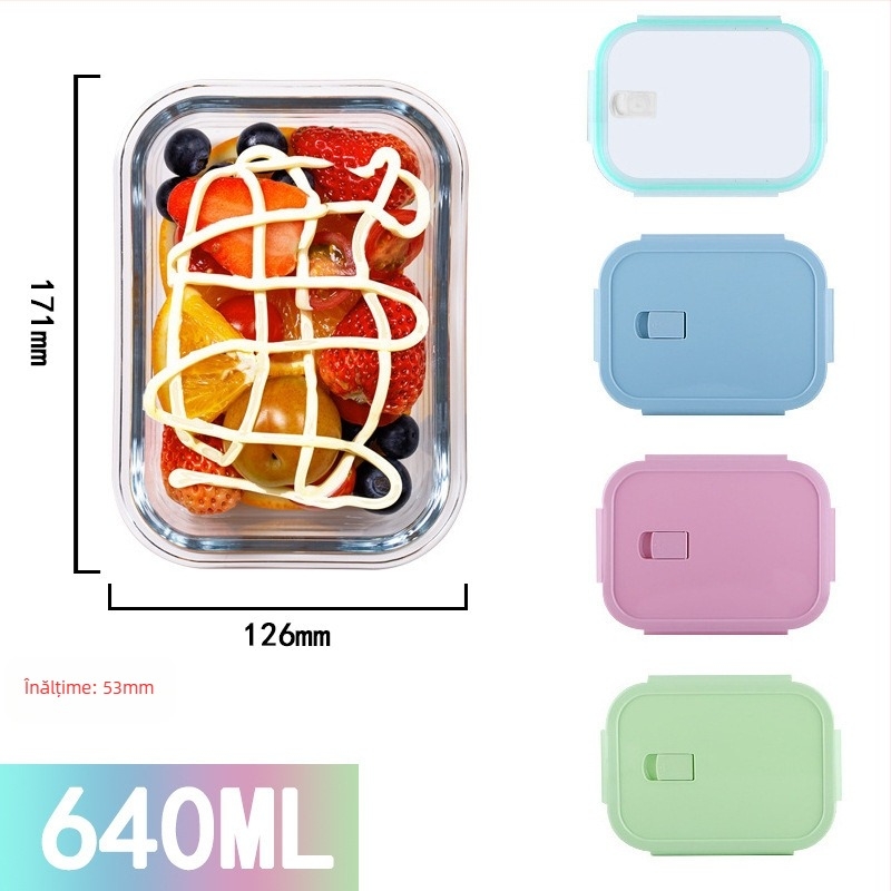 Jiayi cutie de prânz din sticlă borosilicat de înaltă rezistență, compatibilă cu microunde, formă pătrată, capacitate 800–1000 ml
