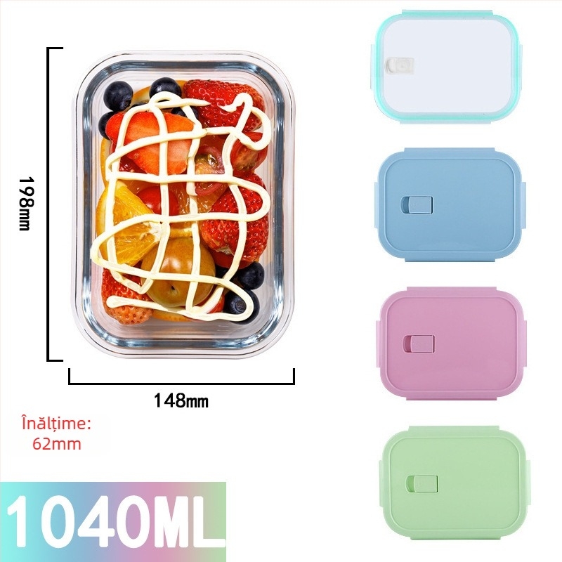 Jiayi cutie de prânz din sticlă borosilicat de înaltă rezistență, compatibilă cu microunde, formă pătrată, capacitate 800–1000 ml