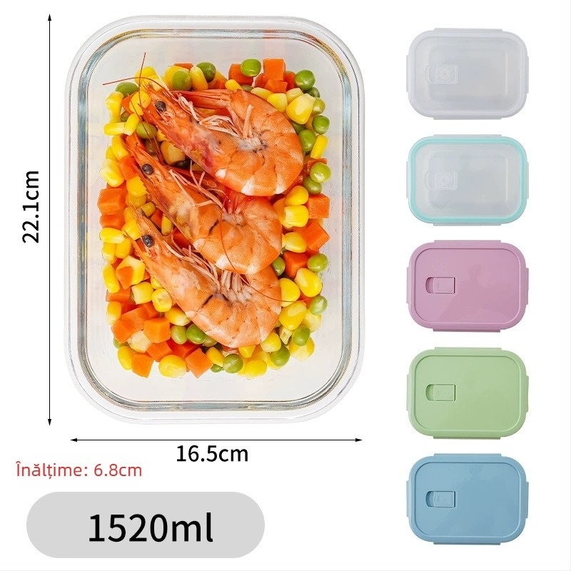 Jiayi cutie de prânz din sticlă borosilicat de înaltă rezistență, compatibilă cu microunde, formă pătrată, capacitate 800–1000 ml