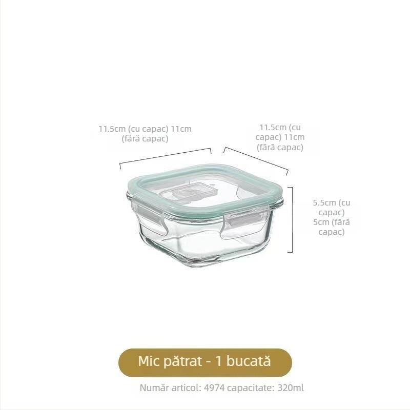 Jiayi cutie de prânz din sticlă borosilicat de înaltă rezistență, compatibilă cu microunde, formă pătrată, capacitate 800–1000 ml