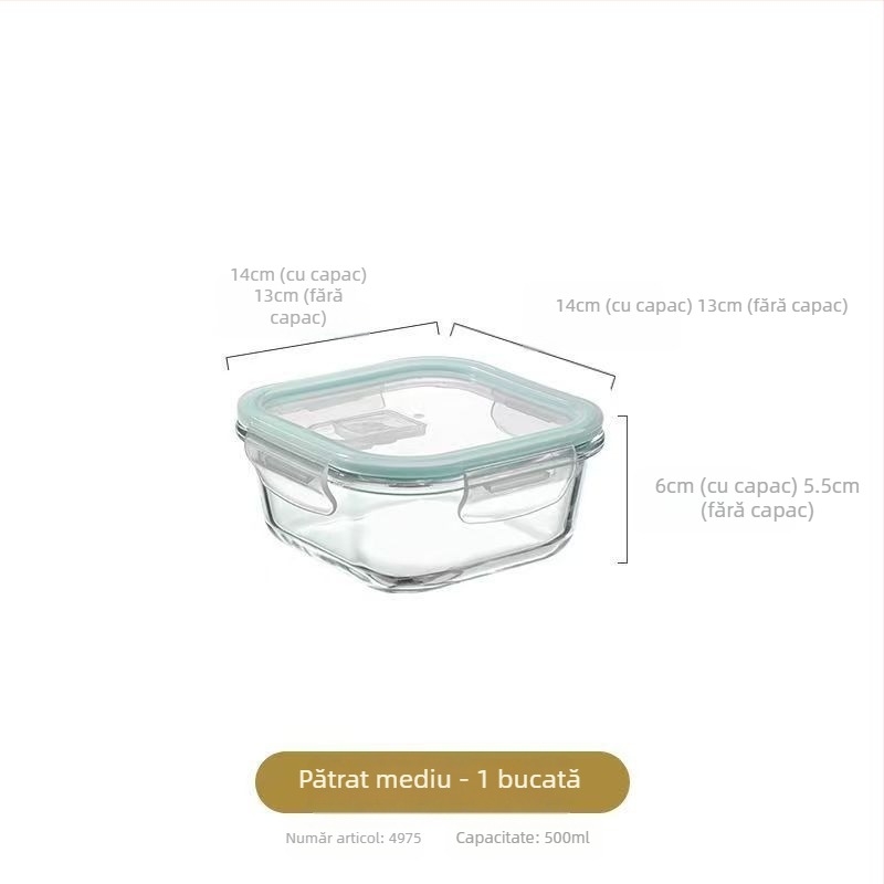 Jiayi cutie de prânz din sticlă borosilicat de înaltă rezistență, compatibilă cu microunde, formă pătrată, capacitate 800–1000 ml