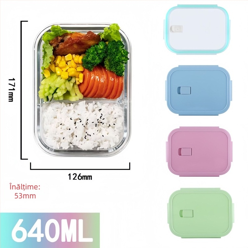 Jiayi cutie de prânz din sticlă borosilicat de înaltă rezistență, compatibilă cu microunde, formă pătrată, capacitate 800–1000 ml