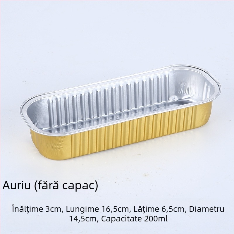 Cutie de unică folosință din folie de aluminiu pentru coacere, dreptunghiulară, capacitate 200 ml, personalizabilă, marcă Hong Kong Long