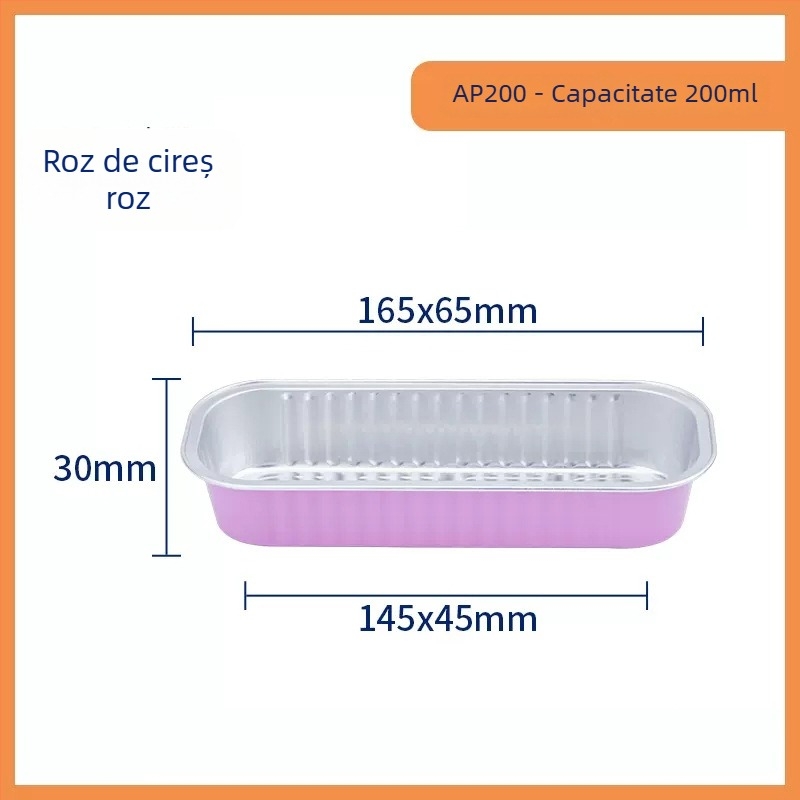 Cutie de unică folosință din folie de aluminiu pentru coacere, dreptunghiulară, capacitate 200 ml, personalizabilă, marcă Hong Kong Long
