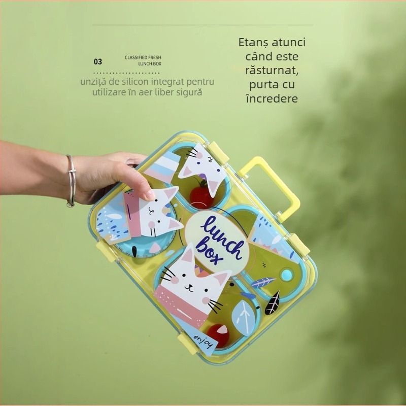 Cutie de prânz, compatibilă cu cuptorul cu microunde, menține temperatura, dreptunghiulară din PP, capacitate 800–1000 ml