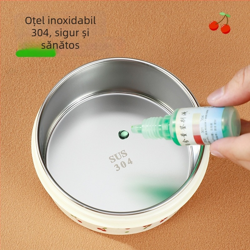 Cutie de prânz izolată din oțel inoxidabil 304, cu capac, compatibilă cu cuptorul cu microunde, 301-500 ml