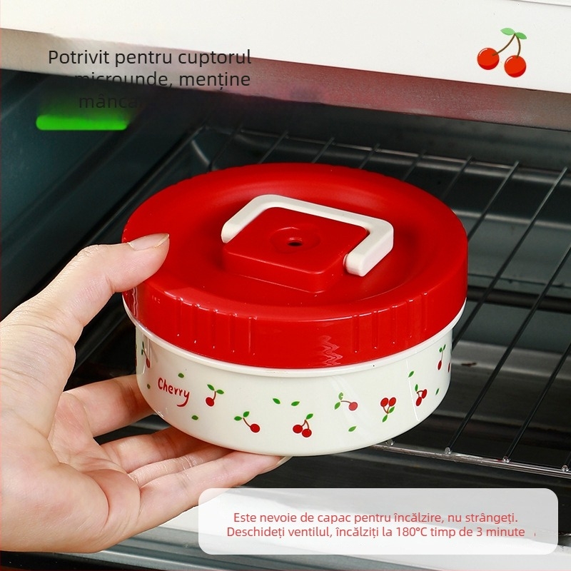 Cutie de prânz izolată din oțel inoxidabil 304, cu capac, compatibilă cu cuptorul cu microunde, 301-500 ml