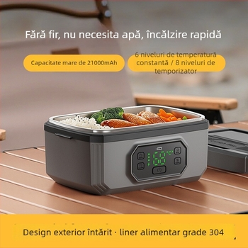 Cutie electrică pentru prânz cu încălzire, încărcare fără fir, încălzire fără apă, capacitate 1,1–1,2 L, alimentare USB