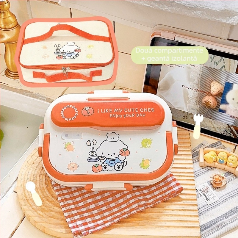 Cutie pentru prânz din oțel inoxidabil 316, izolată, dreptunghiulară, capacitate 1–2 L, compatibilă cu microundele