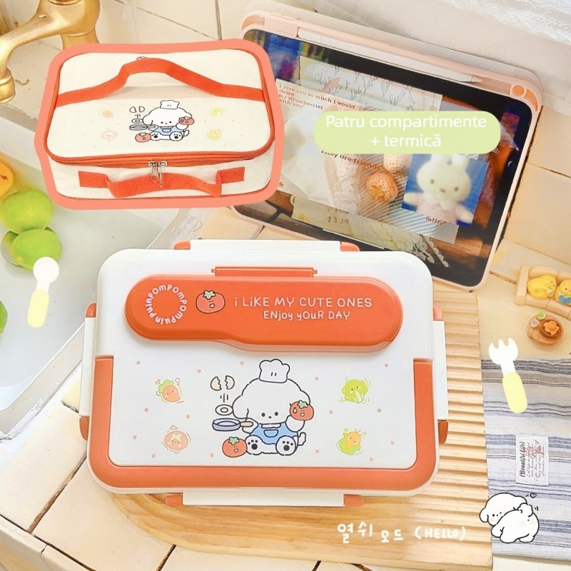 Cutie pentru prânz din oțel inoxidabil 316, izolată, dreptunghiulară, capacitate 1–2 L, compatibilă cu microundele