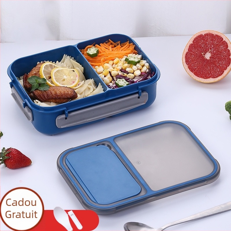 Cutie de prânz din plastic PP, cu separator etanș, compatibilă cu microundele, dreptunghiulară, un singur strat, capacitate 1–2 L, pentru adulți.