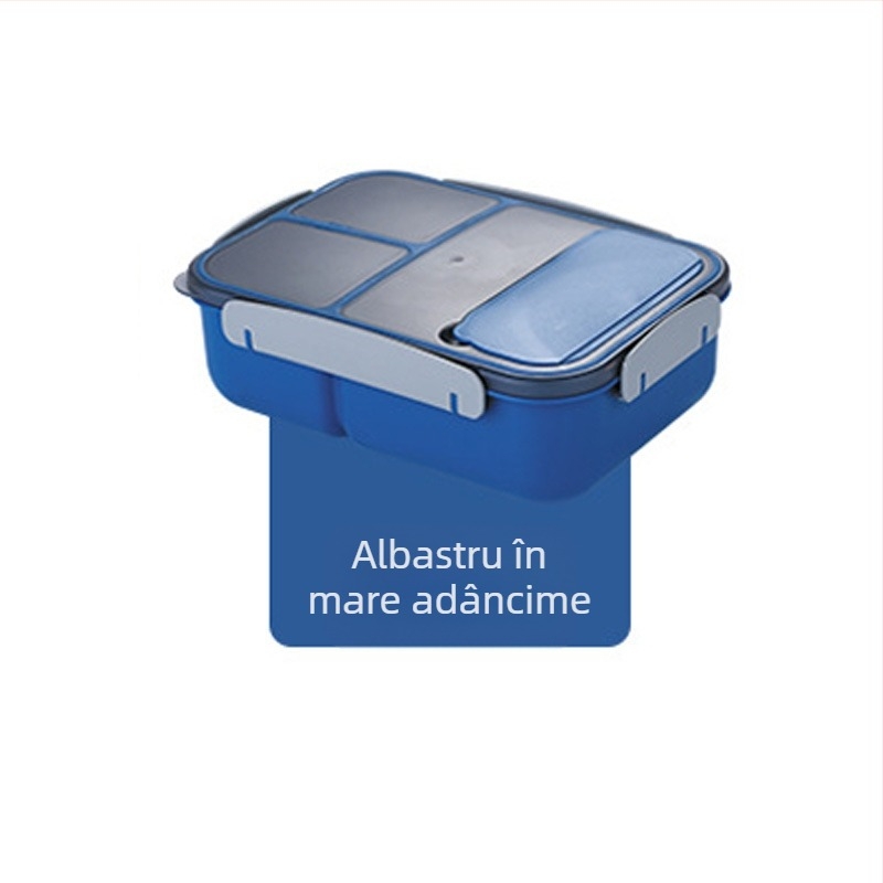 Cutie de prânz din plastic PP, cu separator etanș, compatibilă cu microundele, dreptunghiulară, un singur strat, capacitate 1–2 L, pentru adulți.