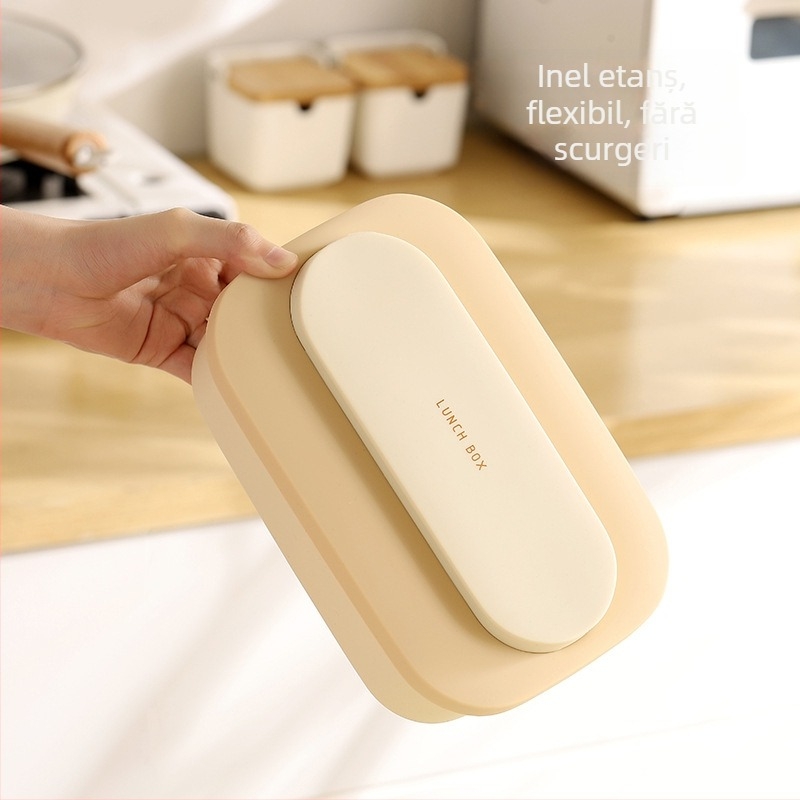 Cutie de prânz din silicon, alimentară, formă rotundă, strat unic, menține cald, capacitate sub 300 ml