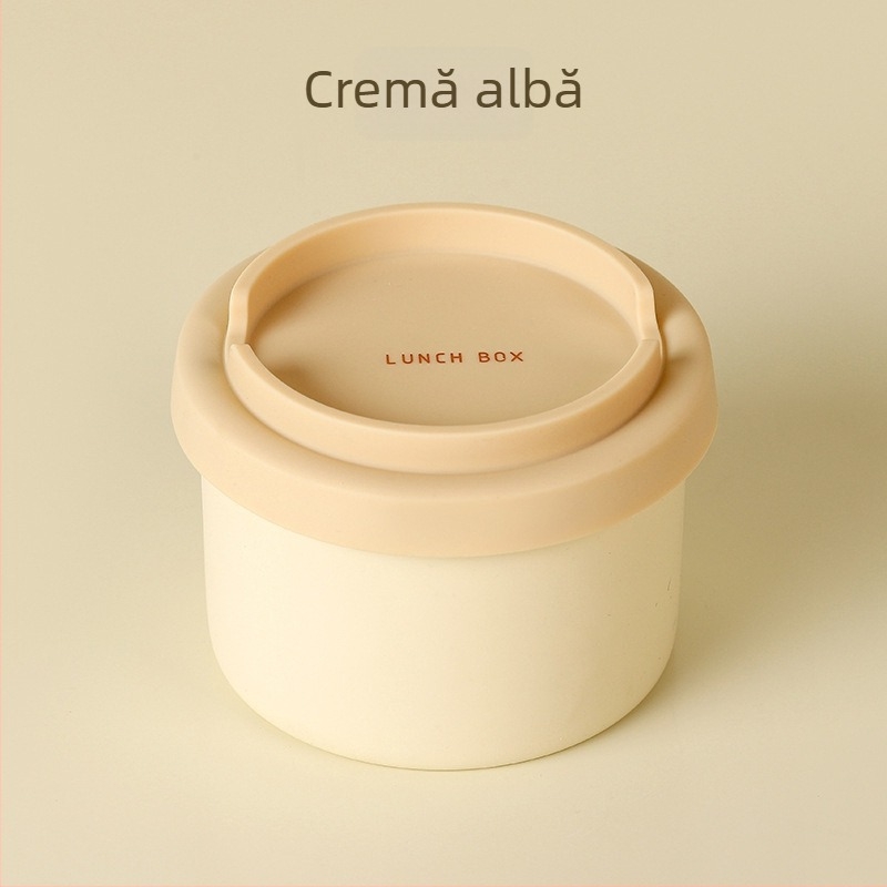 Cutie de prânz din silicon, alimentară, formă rotundă, strat unic, menține cald, capacitate sub 300 ml