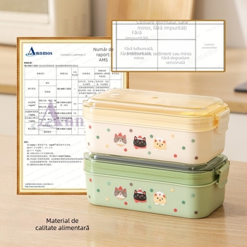 Cutie de prânz din plastic, dreptunghiulară, etanșă cu ventilații pentru păstrarea prospețimii, sigură pentru microunde, reutilizabilă