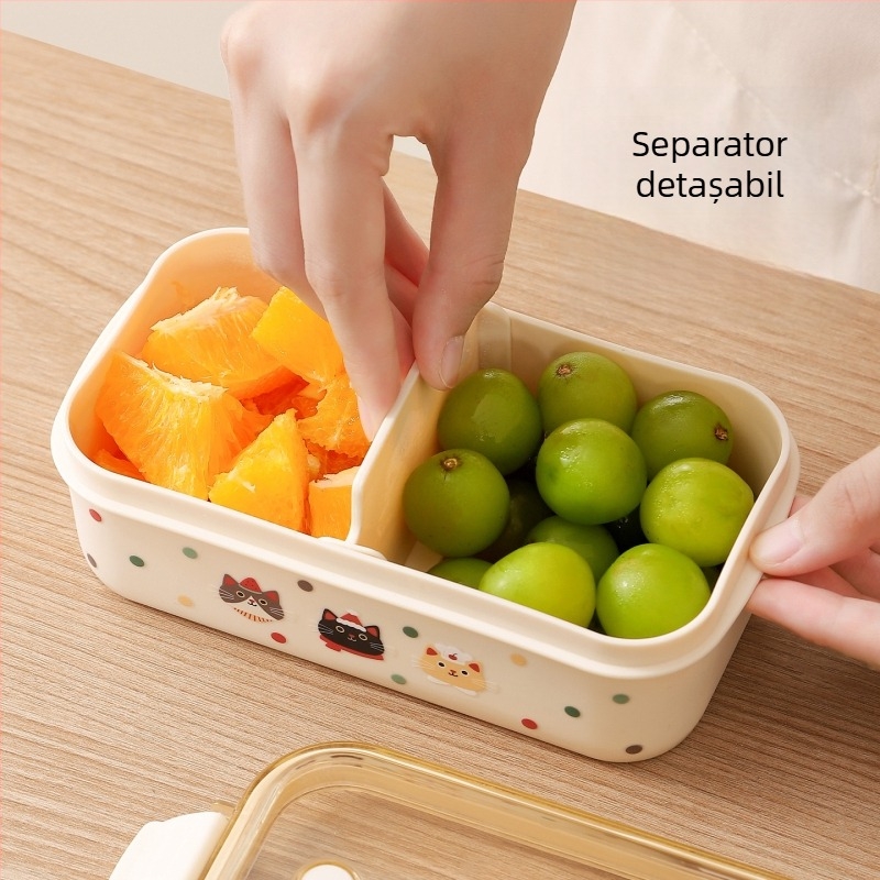 Cutie de prânz din plastic, dreptunghiulară, etanșă cu ventilații pentru păstrarea prospețimii, sigură pentru microunde, reutilizabilă