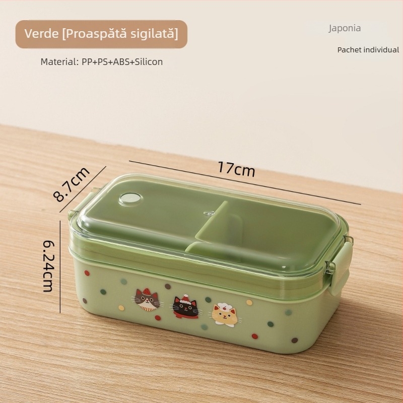 Cutie de prânz din plastic, dreptunghiulară, etanșă cu ventilații pentru păstrarea prospețimii, sigură pentru microunde, reutilizabilă