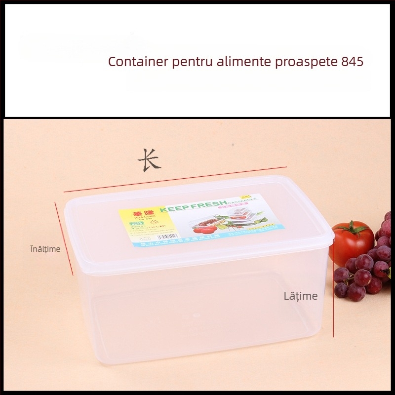 Hualong recipient din plastic pentru depozitare alimente, transparent, compatibil cu microunde, dreptunghiular, 301-500 ml