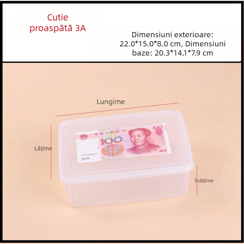 Hualong recipient din plastic pentru depozitare alimente, transparent, compatibil cu microunde, dreptunghiular, 301-500 ml